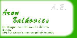 aron balkovits business card